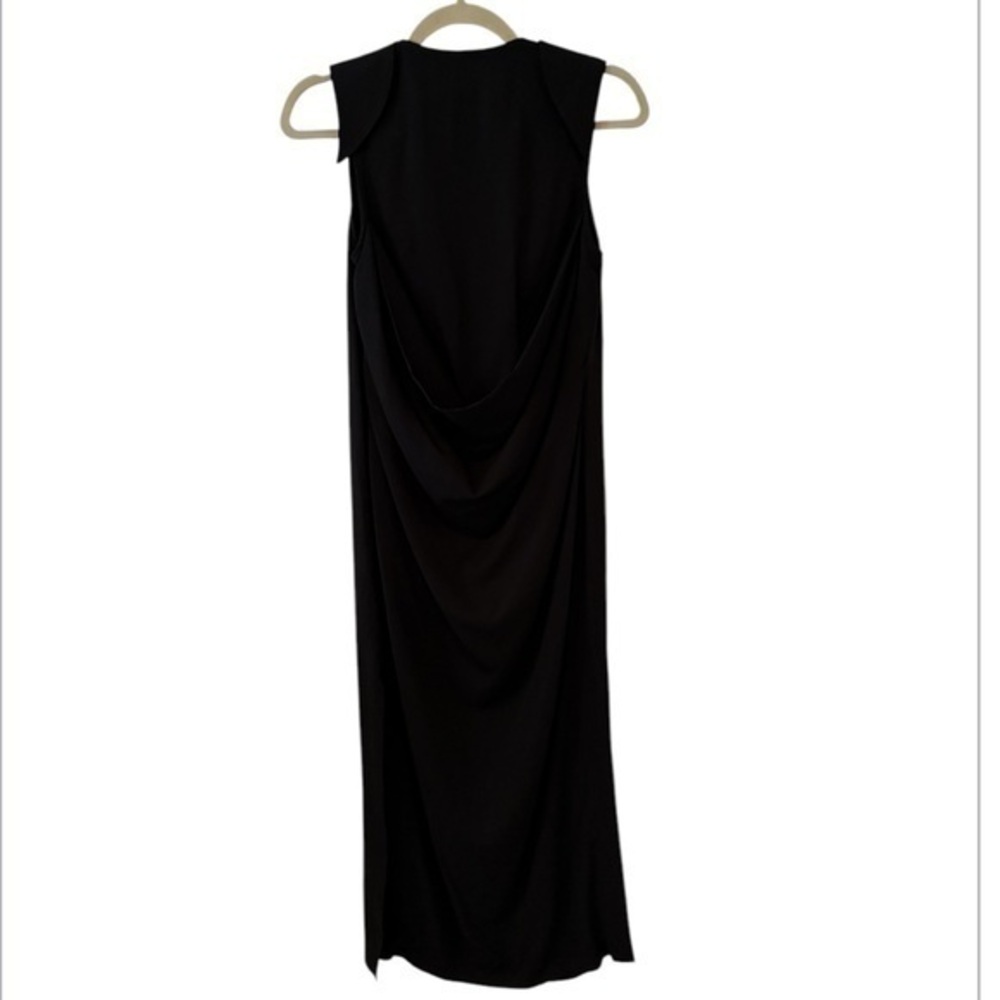 FAME and PARTNERS Black Collar Back Vented Panel Straight Line Chic Dress Size 4